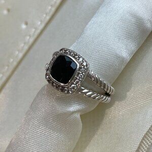 David Yurman Petite Albion Sterling Silver with Black Onyx and Diamonds (5.5)